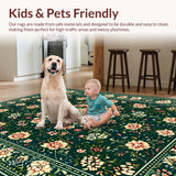 Ultra Soft Area Rug, Non Slip, Stain Resistant, Washable Area Rugs for Living Room, Bedroom, Retro Boho Medallion Living Room Non-Slip Carpet(Green)