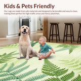 Ultra Soft Area Rug, Non Slip, Stain Resistant, Washable Area Rugs for Living Room, Bedroom, Serene Eco-Friendly Floral Vibe(Green)