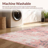 Ultra Soft Area Rug, Non Slip, Stain Resistant, Washable Area Rugs for Living Room, Bedroom, Whimsical Retro Tiled Arrangement(Pink)