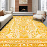 Ultra Soft Area Rug, Non Slip, Stain Resistant, Washable Area Rugs for Living Room, Bedroom, Unique Curved Patterned Rug(Yellow)