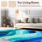 Ultra Soft Area Rug, Non Slip, Stain Resistant, Washable Area Rugs for Living Room, Bedroom, Whimsical Blue Swirl Theme(Blue)