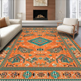 Ultra Soft Area Rug, Non Slip, Stain Resistant, Washable Area Rugs for Living Room, Bedroom, Dynamic Colorful Trellis Elements(Orange)
