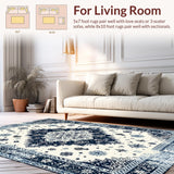 Ultra Soft Area Rug, Non Slip, Stain Resistant, Washable Area Rugs for Living Room, Bedroom, Trendy Distressed Ogee Style(White)