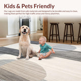 Ultra Soft Area Rug, Non Slip, Stain Resistant, Washable Area Rugs for Living Room, Bedroom, Modern Abstract Entryway Area Chic Grey Beige Geometric Design(Gray)