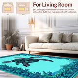 Ultra Soft Area Rug, Non Slip, Stain Resistant, Washable Area Rugs for Living Room, Bedroom, Dynamic Coral Garden Details(Blue)