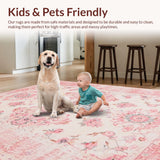 Ultra Soft Area Rug, Non Slip, Stain Resistant, Washable Area Rugs for Living Room, Bedroom, Trendy Rustic Blush Aesthetic(Pink)