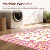 Ultra Soft Area Rug, Non Slip, Stain Resistant, Washable Area Rugs for Living Room, Bedroom, Artistic Modern Floral Arrangement(White)