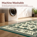Ultra Soft Area Rug, Non Slip, Stain Resistant, Washable Area Rugs for Living Room, Bedroom, Vintage Hallway Runner in Beige and Green(Ivory)