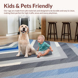 Ultra Soft Area Rug, Non Slip, Stain Resistant, Washable Area Rugs for Living Room, Bedroom, Rustic Patterned Layered Visuals(Blue)