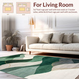 Ultra Soft Area Rug, Non Slip, Stain Resistant, Washable Area Rugs for Living Room, Bedroom, Contemporary Subtle Leaf Design(Green)