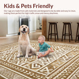 Ultra Soft Area Rug, Non Slip, Stain Resistant, Washable Area Rugs for Living Room, Bedroom, Trendy Lattice Design with Warmth(Beige)