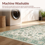 Ultra Soft Area Rug, Non Slip, Stain Resistant, Washable Area Rugs for Living Room, Bedroom, Serene Earthy Green Pattern Play(Ivory)