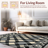 Ultra Soft Area Rug, Non Slip, Stain Resistant, Washable Area Rugs for Living Room, Bedroom, Elegant Gray and Black Lattice Design(Gray)