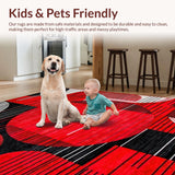 Ultra Soft Area Rug, Non Slip, Stain Resistant, Washable Area Rugs for Living Room, Bedroom, Artful Circular Design Aesthetic(Red)