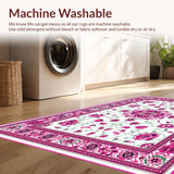 Ultra Soft Area Rug, Non Slip, Stain Resistant, Washable Area Rugs for Living Room, Bedroom, Charming Scalloped Pastel Motif(White)