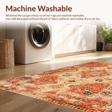 Ultra Soft Area Rug, Non Slip, Stain Resistant, Washable Area Rugs for Living Room, Bedroom, Luxurious Earth Tone Trellis Design(Orange)