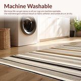 Ultra Soft Area Rug, Non Slip, Stain Resistant, Washable Area Rugs for Living Room, Bedroom, Contemporary Neutral Textured Lines(Gray)