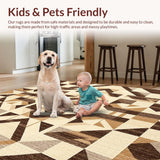 Ultra Soft Area Rug, Non Slip, Stain Resistant, Washable Area Rugs for Living Room, Bedroom, Brown Beige Area Geometric Modern Design(Beige)