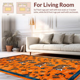 Ultra Soft Area Rug, Non Slip, Stain Resistant, Washable Area Rugs for Living Room, Bedroom, Trendy Kids Room Funky Artwork(Orange)