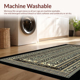 Ultra Soft Area Rug, Non Slip, Stain Resistant, Washable Area Rugs for Living Room, Bedroom, Minimalist Black Beige Statement Piece(Gold)
