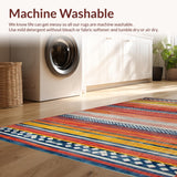 Ultra Soft Area Rug, Non Slip, Stain Resistant, Washable Area Rugs for Living Room, Bedroom, Chic Color Blocked Linear Style(Red)