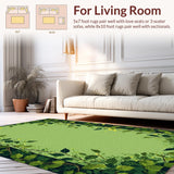 Ultra Soft Area Rug, Non Slip, Stain Resistant, Washable Area Rugs for Living Room, Bedroom, Cottagecore Leafy Textured Aesthetic(Green)