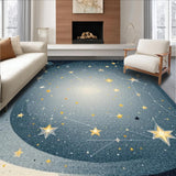 Ultra Soft Area Rug, Non Slip, Stain Resistant, Washable Area Rugs for Living Room, Bedroom, Whimsical Celestial Starburst Design(Blue)