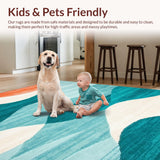 Ultra Soft Area Rug, Non Slip, Stain Resistant, Washable Area Rugs for Living Room, Bedroom, Calming Aqua Coral Abstract Flow(Blue)