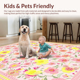 Ultra Soft Area Rug, Non Slip, Stain Resistant, Washable Area Rugs for Living Room, Bedroom, Stylish Bright Inspirational Aesthetic(Pink)