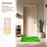 Ultra Soft Area Rug, Non Slip, Stain Resistant, Washable Area Rugs for Living Room, Bedroom, Botanical Low Pile Bathroom Mat Nature-Inspired Design(Green)