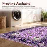 Ultra Soft Area Rug, Non Slip, Stain Resistant, Washable Area Rugs for Living Room, Bedroom, Whimsical Lush Botanical Patterns(Purple)