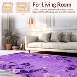 Ultra Soft Area Rug, Non Slip, Stain Resistant, Washable Area Rugs for Living Room, Bedroom, Trendy Purple Blossom Theme(Purple)