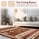 Ultra Soft Area Rug, Non Slip, Stain Resistant, Washable Area Rugs for Living Room, Bedroom, Intricate Southwestern Patterned Elegance(Red)