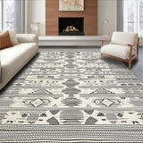 Ultra Soft Area Rug, Non Slip, Stain Resistant, Washable Area Rugs for Living Room, Bedroom, Global Geometric Contrast Motif(Black)