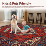 Ultra Soft Area Rug, Non Slip, Stain Resistant, Washable Area Rugs for Living Room, Bedroom, Contemporary Braided Tiled Aesthetic(Red)