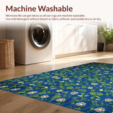 Ultra Soft Area Rug, Non Slip, Stain Resistant, Washable Area Rugs for Living Room, Bedroom, Vibrant Earthy Tones Geometric Layout(Blue)