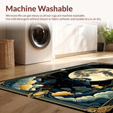 Ultra Soft Area Rug, Non Slip, Stain Resistant, Washable Area Rugs for Living Room, Bedroom, Enchanting Moonlit Boho Design(Gold)
