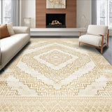 Ultra Soft Area Rug, Non Slip, Stain Resistant, Washable Area Rugs for Living Room, Bedroom, Refined Tiled Design in Beige(Beige)