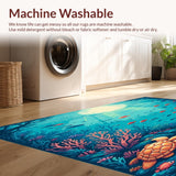 Ultra Soft Area Rug, Non Slip, Stain Resistant, Washable Area Rugs for Living Room, Bedroom, Discovery Island Area Rug Ocean Life Kids Play Mat Aquatic Animal Count Carpet(Blue)
