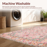 Ultra Soft Area Rug, Non Slip, Stain Resistant, Washable Area Rugs for Living Room, Bedroom, Whimsical Nature-Inspired Floral Design(Pink)