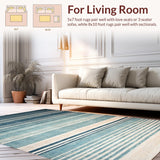Ultra Soft Area Rug, Non Slip, Stain Resistant, Washable Area Rugs for Living Room, Bedroom, Modern Ombre Stripe Rug, Blue Abstract Design(Blue)