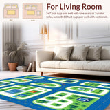 Ultra Soft Area Rug, Non Slip, Stain Resistant, Washable Area Rugs for Living Room, Bedroom, Sky Blue Urban Adventure Play Area(Blue)
