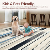 Ultra Soft Area Rug, Non Slip, Stain Resistant, Washable Area Rugs for Living Room, Bedroom, Urban Chic Stripe Pattern Rug Featuring Graphic Lines and Dynamic Contrast(Beige)