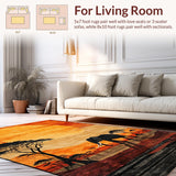 Ultra Soft Area Rug, Non Slip, Stain Resistant, Washable Area Rugs for Living Room, Bedroom, Bold Orange and Brown Palette(Orange)