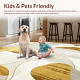 Ultra Soft Area Rug, Non Slip, Stain Resistant, Washable Area Rugs for Living Room, Bedroom, Crimson Tide Gold Swirls and Beige Abstract Area(White)