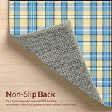Elegant Blue Tone Checkered Fabric(Beige)
