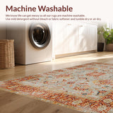 Ultra Soft Area Rug, Non Slip, Stain Resistant, Washable Area Rugs for Living Room, Bedroom, Vintage Distressed Botanical Motif(Gray)