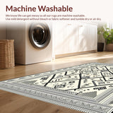 Ultra Soft Area Rug, Non Slip, Stain Resistant, Washable Area Rugs for Living Room, Bedroom, Artistic Vintage Geometric Fusion(White)