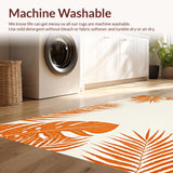 Ultra Soft Area Rug, Non Slip, Stain Resistant, Washable Area Rugs for Living Room, Bedroom, Radiant Outdoor Floral Impression(Orange)