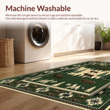 Ultra Soft Area Rug, Non Slip, Stain Resistant, Washable Area Rugs for Living Room, Bedroom, Rustic Earthy Wildlife Motifs(Green)